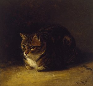 Bir Kedinin Çalışması, 1817 (panel üzerine yağlı boya, çizim olarak monte edilmiş)